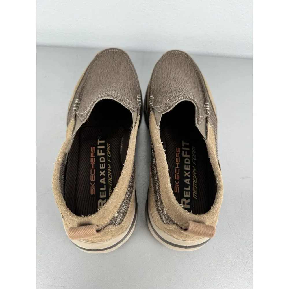 Skechers Brown Leather Casual Slip-on Loafer Boat Shoes Mens 11.5 Relaxed Fit
